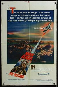 2r381 HIGH FLIGHT one-sheet poster '57 Ray Milland, military fighter pilots fly top secret jets!