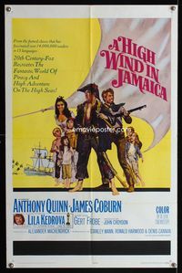 2r382 HIGH WIND IN JAMAICA one-sheet movie poster '65 pirates Anthony Quinn & James Coburn!