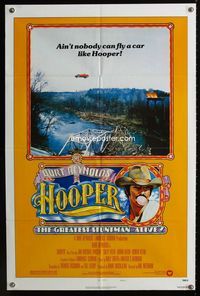 2r398 HOOPER style C one-sheet '78 stunt man Burt Reynolds, great image of car jumping a river!