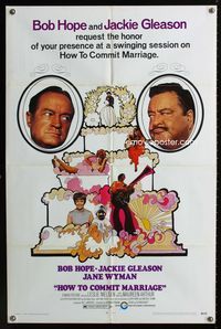 2r416 HOW TO COMMIT MARRIAGE 1sh '69 great image of Bob Hope & Jackie Gleason glaring at each other