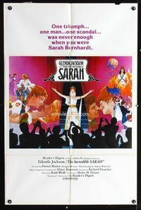 2r433 INCREDIBLE SARAH one-sheet poster '76 artwork of Glenda Jackson as actress Sarah Bernhardt!