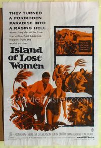 2r443 ISLAND OF LOST WOMEN one-sheet movie poster '59 untouched beauties, a raging hell!