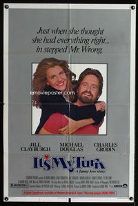 2r448 IT'S MY TURN style A one-sheet movie poster '80 Jill Clayburgh embraces Michael Douglas!