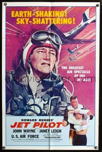 2r455 JET PILOT one-sheet movie poster R79 John Wayne flies with the screaming eagles, Howard Hughes