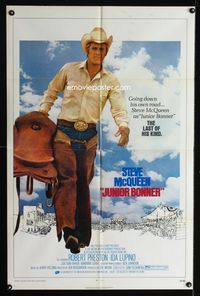 2r463 JUNIOR BONNER one-sheet poster '72 full-length rodeo cowboy Steve McQueen carrying saddle!