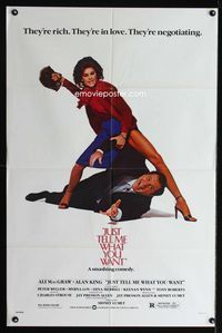 2r464 JUST TELL ME WHAT YOU WANT one-sheet movie poster '80 Ali MacGraw beats Alan King with purse!