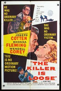 2r472 KILLER IS LOOSE one-sheet poster '56 Budd Boetticher, art of Joseph Cotten & Rhonda Fleming!