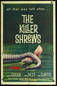 2r473 KILLER SHREWS one-sheet poster '59 classic horror art of all that was left after the attack!