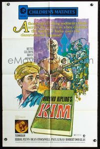 2r475 KIM one-sheet movie poster R71 Errol Flynn, Dean Stockwell, from Rudyard Kipling story!