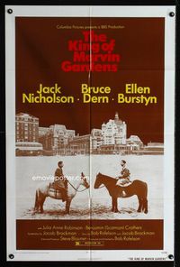 2r479 KING OF MARVIN GARDENS one-sheet '72 Jack Nicholson in New Jersey, directed by Bob Rafelson!