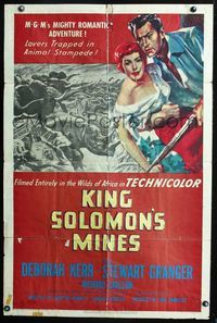 2r483 KING SOLOMON'S MINES one-sheet movie poster '50 Deborah Kerr & Stewart Granger in Africa!