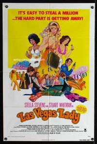 2r494 LAS VEGAS LADY one-sheet '75 sexy art of gambling gangster gals, it's easy to steal a million!