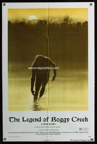 2r513 LEGEND OF BOGGY CREEK one-sheet movie poster '73 great Ralph McQuarrie art of swamp monster!