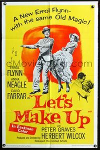 2r523 LET'S MAKE UP one-sheet movie poster '56 Errol Flynn dances with Anna Neagle!