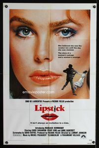 2r537 LIPSTICK one-sheet movie poster '76 super close up of sexy Margaux Hemingway!