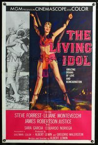 2r549 LIVING IDOL one-sheet poster '56 sexy artwork of bound girl, cool adventure in reincarnation!