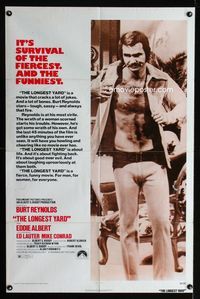 2r554 LONGEST YARD one-sheet movie poster '74 full length Burt Reynolds, Eddie Albert, football!