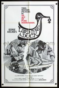 2r557 LORD LOVE A DUCK one-sheet '66 Roddy McDowall, sexy Tuesday Weld, an act of pure aggression!