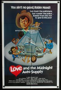 2r562 LOVE & THE MIDNIGHT AUTO SUPPLY one-sheet '78 Michael Parks, funny chop shop art by Green!
