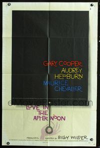 2r566 LOVE IN THE AFTERNOON style A one-sheet '57 Gary Cooper, Audrey Hepburn, Maurice Chevalier