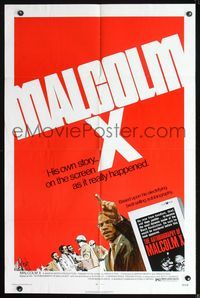 2r583 MALCOLM X one-sheet poster '72 his own story as it really happened, from his autobiography!