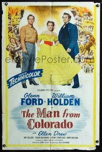 2r585 MAN FROM COLORADO style A one-sheet movie poster '48 Glenn Ford, William Holden, Ellen Drew