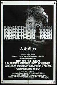 2r595 MARATHON MAN one-sheet '76 cool image of Dustin Hoffman, John Schlesinger classic thriller!