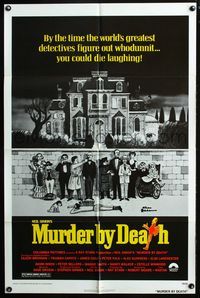 2r621 MURDER BY DEATH one-sheet poster '76 great Charles Addams artwork of cast by spooky house!