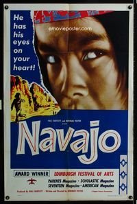 2r631 NAVAJO one-sheet movie poster '52 Native American Indians, he has his eyes on your heart!