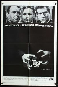 2r639 NO WAY TO TREAT A LADY one-sheet movie poster '68 Rod Steiger, Lee Remick, George Segal