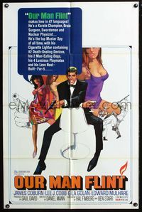 2r657 OUR MAN FLINT one-sheet poster '66 Bob Peak art of James Coburn, sexy James Bond spy spoof!