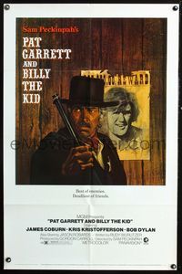 2r661 PAT GARRETT & BILLY THE KID one-sheet '73 Sam Peckinpah, Bob Dylan, James Coburn, Lesset art!