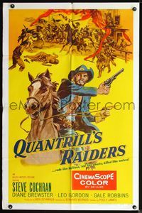2r695 QUANTRILL'S RAIDERS one-sheet '58 Steve Cochran, Diane Brewster, Leo Gordon, Gale Robbins