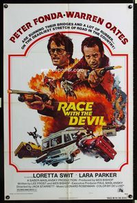 2r699 RACE WITH THE DEVIL 1sheet '75 Peter Fonda, Warren Oates, burning bridges & a lot of rubber!