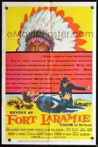2r725 REVOLT AT FORT LARAMIE one-sheet movie poster '56 John Dehner vs Sioux Indians in Wyoming!