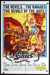 2r727 REVOLT OF THE SLAVES one-sheet movie poster '61 artwork of sexy Rhonda Fleming with whip!