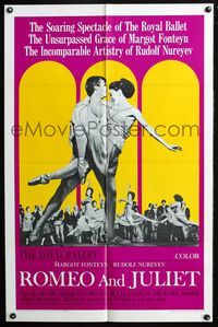 2r745 ROMEO & JULIET one-sheet movie poster '66 Margot Fonteyn, Rudolf Nureyev, English ballet!