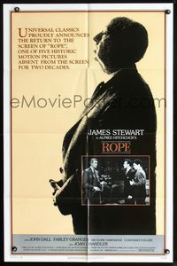 2r749 ROPE one-sheet movie poster R83 James Stewart, huge profile image of Alfred Hitchcock!