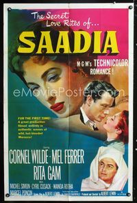 2r757 SAADIA one-sheet movie poster '54 Cornel Wilde, Mel Ferrer & Rita Gam in Morocco, sexy art!