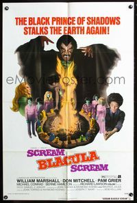 2r765 SCREAM BLACULA SCREAM 1sheet '73 great artwork of black vampire William Marshall & Pam Grier!