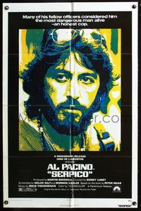 2r774 SERPICO one-sheet poster '74 cool close up image of Al Pacino, Sidney Lumet crime classic!