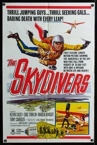 2r798 SKYDIVERS one-sheet movie poster '63 20,000 feet with only a ripcord between life & death!