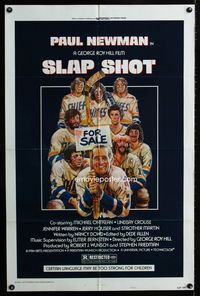 2r800 SLAP SHOT style A one-sheet movie poster '77 hockey, great art of Paul Newman & cast by Craig!