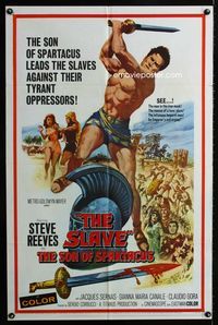 2r804 SLAVE one-sheet movie poster '63 Sergio Corbucci, art of Steve Reeves as the son of Spartacus!