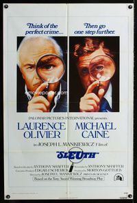 2r806 SLEUTH int'l one-sheet poster '72 Laurence Olivier & Michael Caine with magnifying glasses!