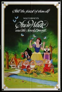 2r810 SNOW WHITE & THE SEVEN DWARFS one-sheet movie poster R83 Walt Disney animated cartoon classic!