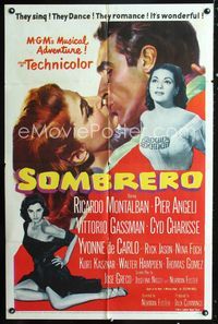 2r813 SOMBRERO one-sheet poster '53 Ricardo Montalban & Pier Angeli in Mexico, sexy Cyd Charisse!
