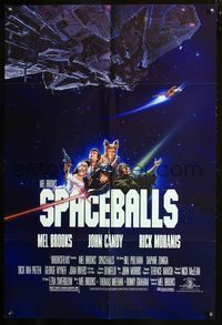 2r819 SPACEBALLS one-sheet '87 best Mel Brooks sci-fi Star Wars spoof, John Candy, Pullman, Moranis