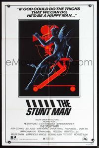 2r836 STUNT MAN one-sheet poster '80 Peter O'Toole, cool artwork of demon working movie camera!