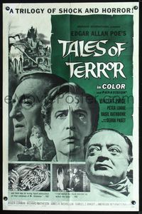 2r849 TALES OF TERROR one-sheet poster '62 Peter Lorre, Vincent Price, Basil Rathbone, Debra Paget